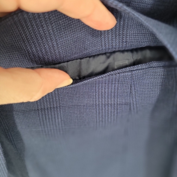 Tommy Hilfiger Navy Blue Blazer Mens 42L Vintage Plaid Preppy Sports Jacket - Picture 10 of 16